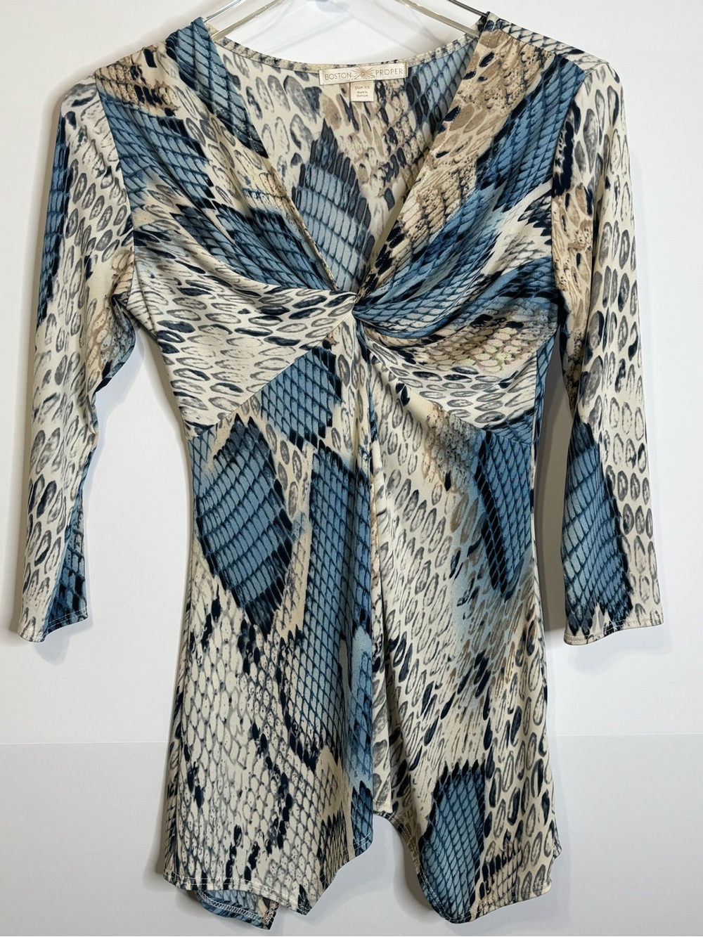 Boston Proper Snake Print Faux Wrap Top Size XS